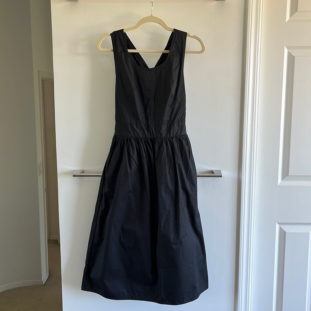 Everlane Black Crisp Cotton Midi Dress
